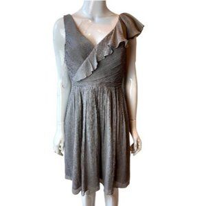 J. Crew Women 100% Silk Serena Mini Skater Dress Rufell Neck Backless Gray 6P